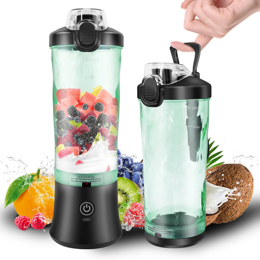 Tragbarer Mini-Mixer, 600 ml, per USB wiederaufladbarer kleiner Smoothie-Mixer, Reisemixer mit großer Kapazität, tragbarer Smoothie-Mix, mixt Eis