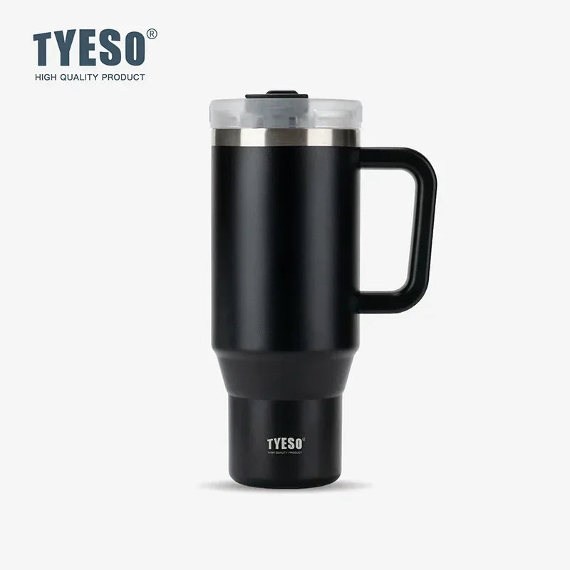 Tyeso 900/1200ML Tumbler Bottle Stainless Steel Car Mug With Handle Straw Thermal Iced Travel Vacuum Insulated Coffee Hot Cup - Gabriel