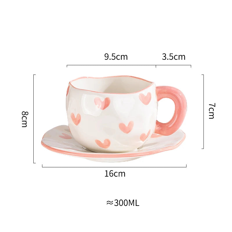 Creative Ceramic mug Hand-painted Flower Clouds Coffee Cup with Saucer Irregular Handmade Cup Breakfast Milk Tea Cups Gift Set - Gabriel