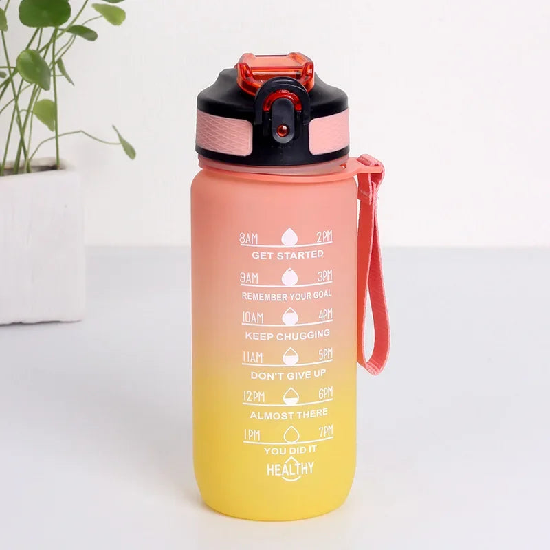 600 ml Sportwasserflasche mit Zeitmarkierung, auslaufsicherer Becher, motivierende tragbare Wasserflasche für Outdoor-Sport-Fitness