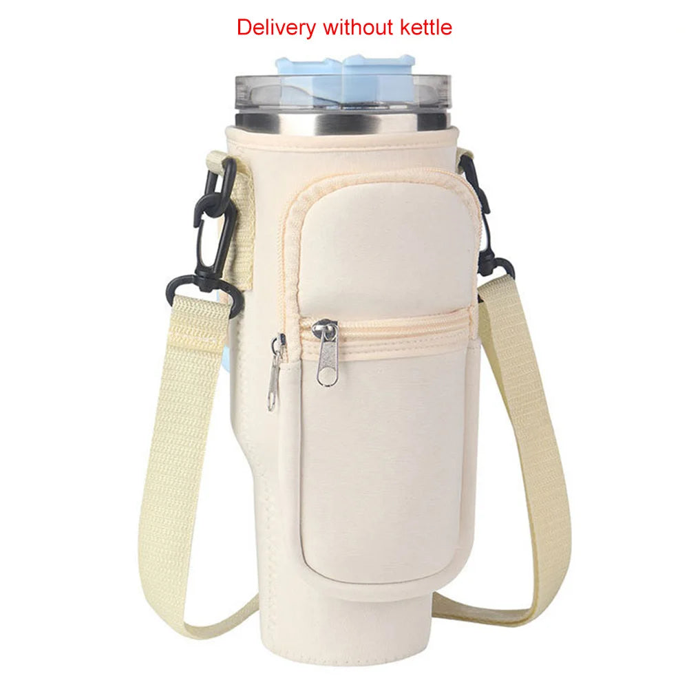 Portable Water Bottle Carrier Bag with Phone Pocket for Stanley 40oz Tumbler with Handle Neoprene Water Bottle Holder Pouch