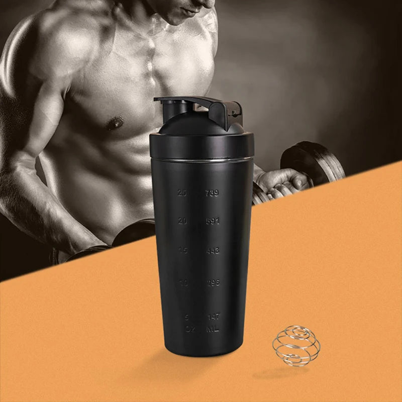 Stainless steel Shaker Bottle Portable protein powder shaker cup Sport Mug Leak Proof Outdoor Fitness Whey Shakes Cup with Scale