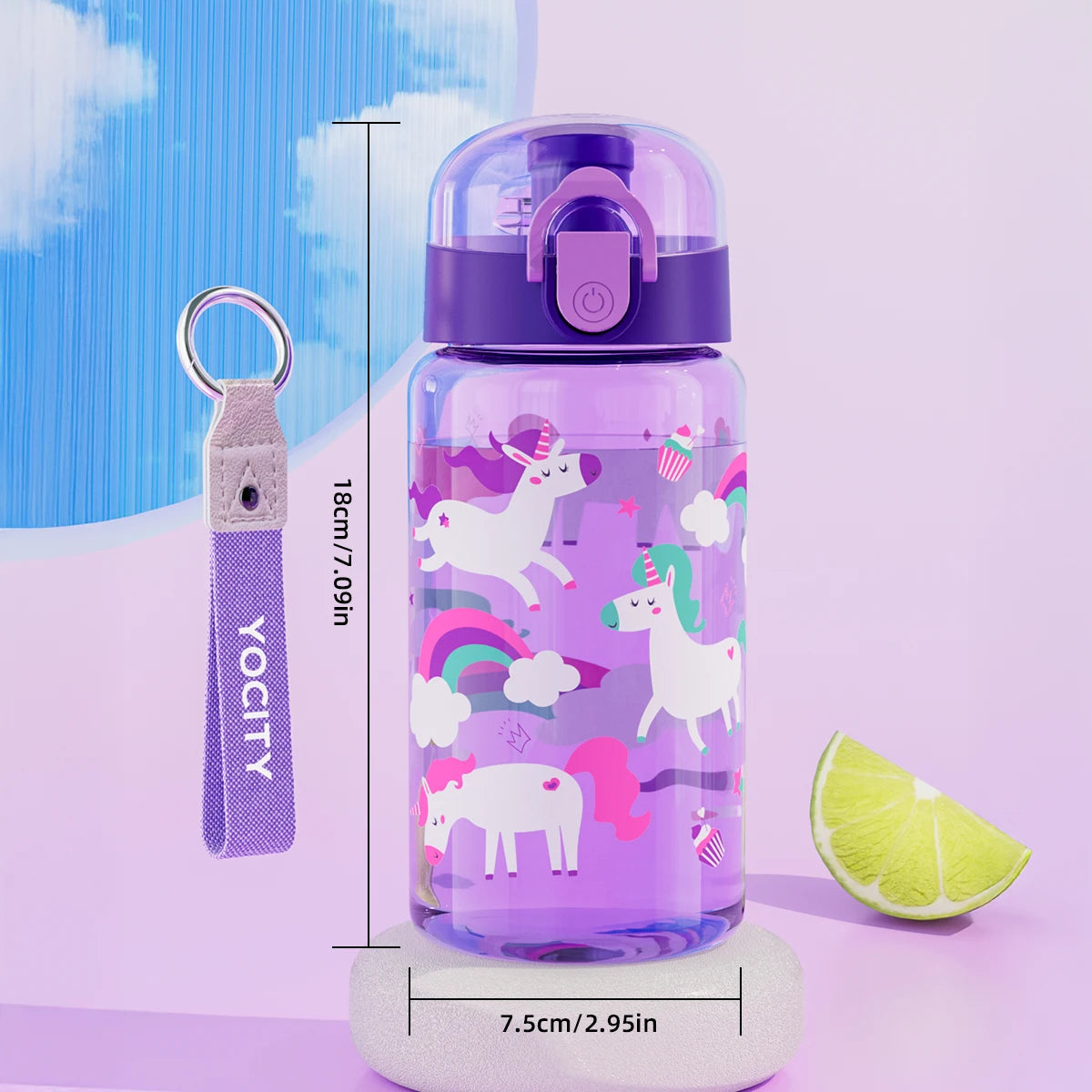 18.6oz Leakproof Cartoon Water Cup Portable Water Bottle With Rope Easy-to-Carry For Outdoor Travel Back to School Essentials