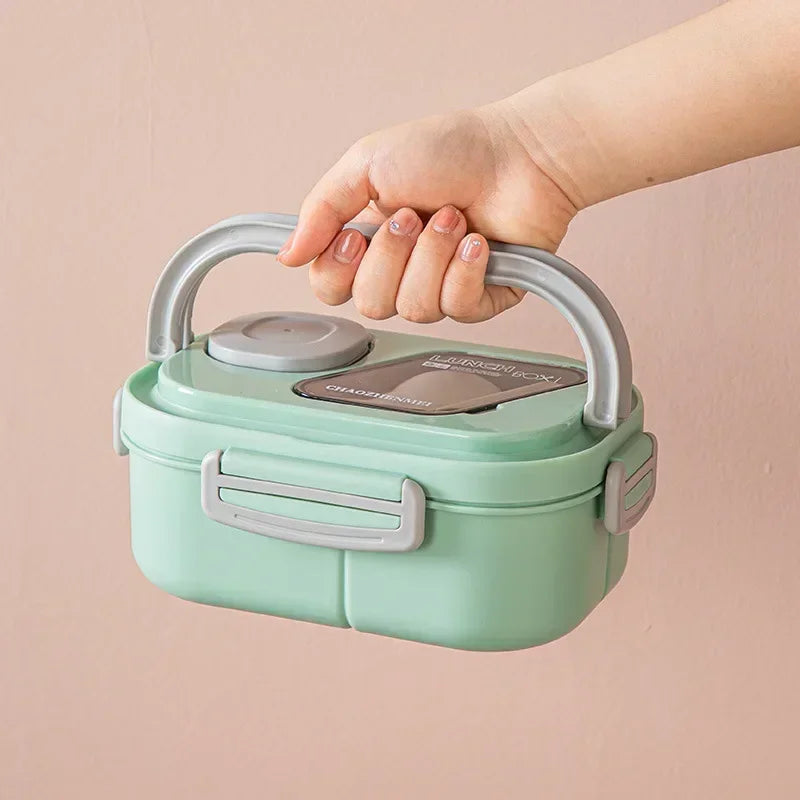 Portable Lunch Box Compartment Wheat Straw Bento Carrying Handle Box Reusable Tableware Containers Meal Snack Food Containers 라면