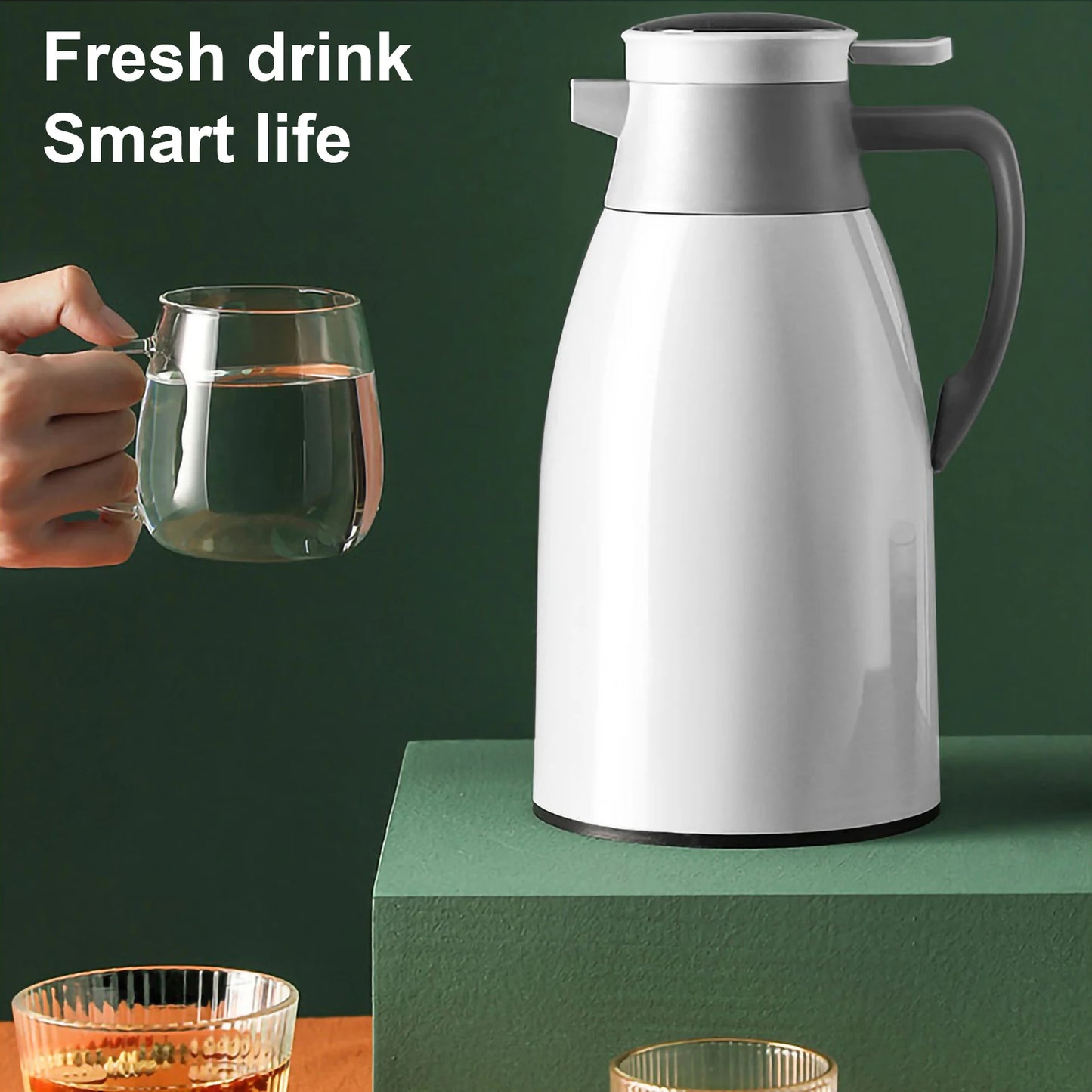 1/2L Thermos Glass Liner Vacuum Flasks Large Capacity Water Bottle Kitchen Thermal Kettle Household Digital Display Coffee