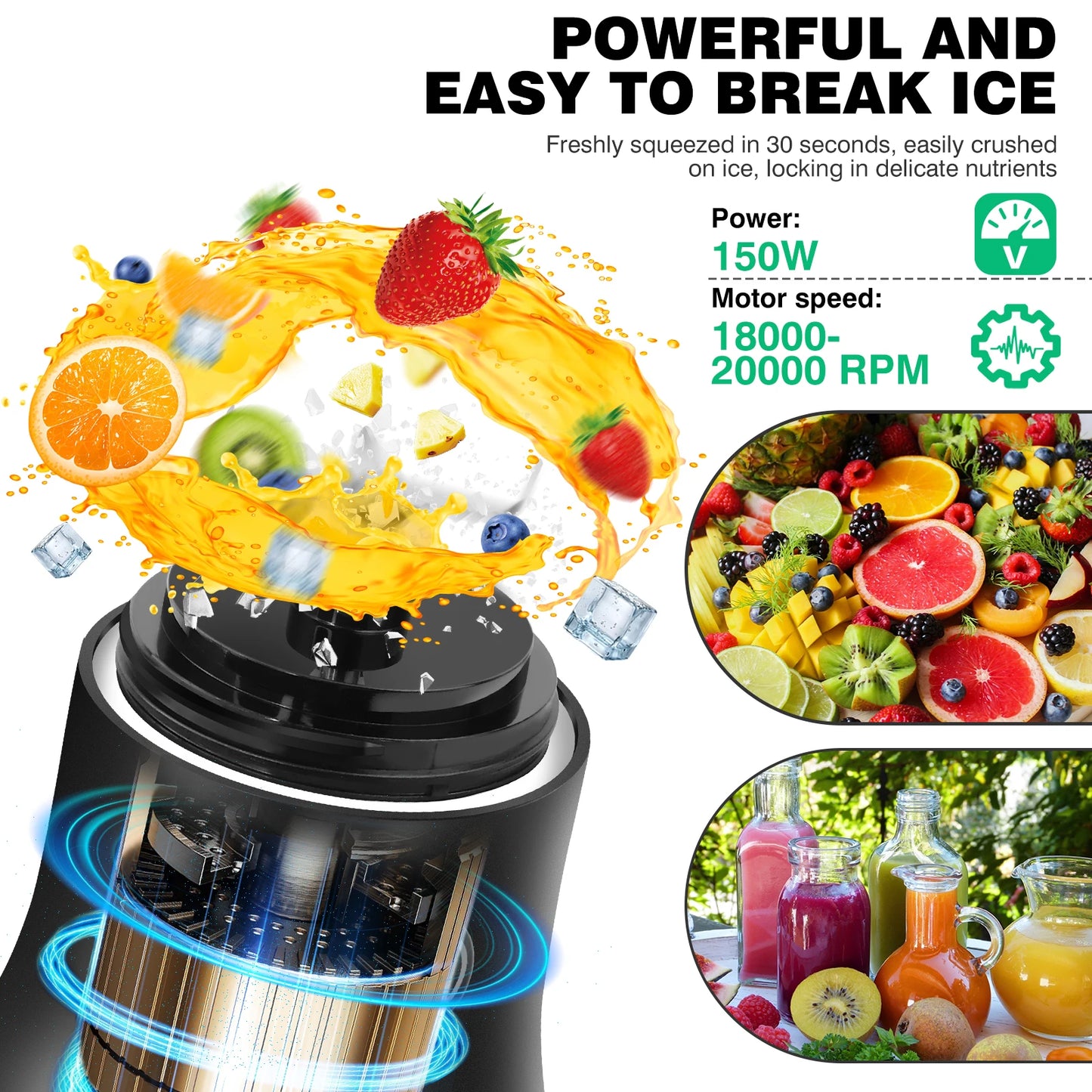 Portable Electric Fresh Mini Juicer, Cordless Blend Active Fruit Juicer Multi Blender Smoothie Maker 600ml Blender Mixer Shaker