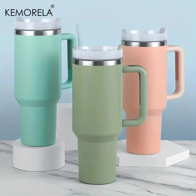 1200ML 304 Stainless Steel Insulated Water Bottle Thermal Coffee Car Cup Cold Hot Mugs Vacuum Flask With Handle Straw For Sport - Gabriel