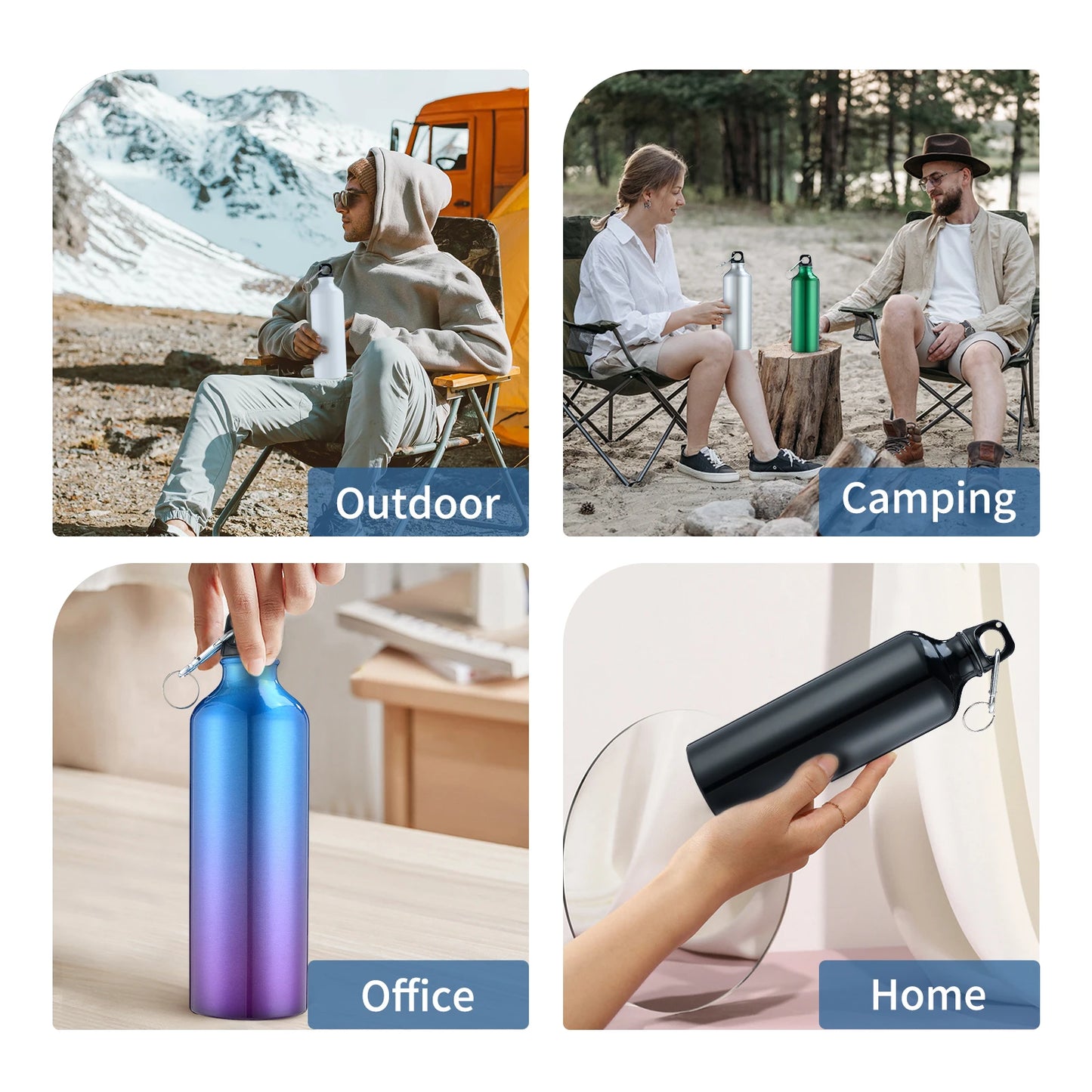 750mL Aluminum Outdoor Bike Sports Water Bottle Drinking Kettle Drinking Cup Leakproof Water Jug for Travel Running Camping