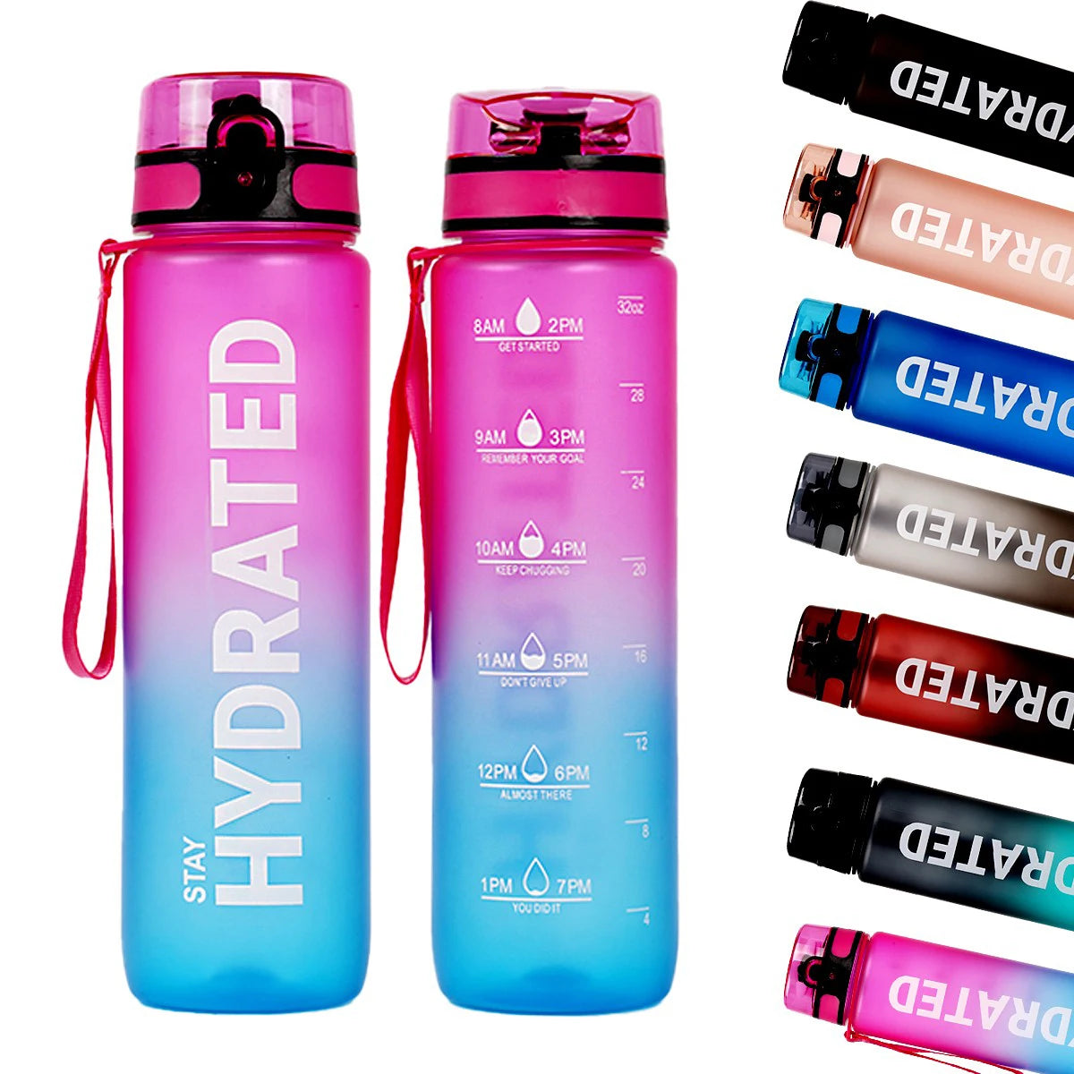 Water Bottle 7 colors 32oz Leak Proof Colorful Plastic Travel drinkware Large Capacity Water Jugs Drinking for Outdoor Hiking