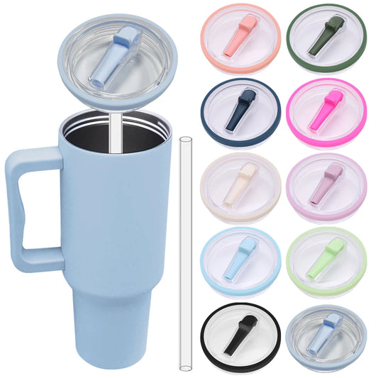 40Oz Tumbler Flip Straw Lid Replacement Spill Proof Reusable Straw Cap Dustproof Tumbler Lids for Stanley 40oz Mug Accessories