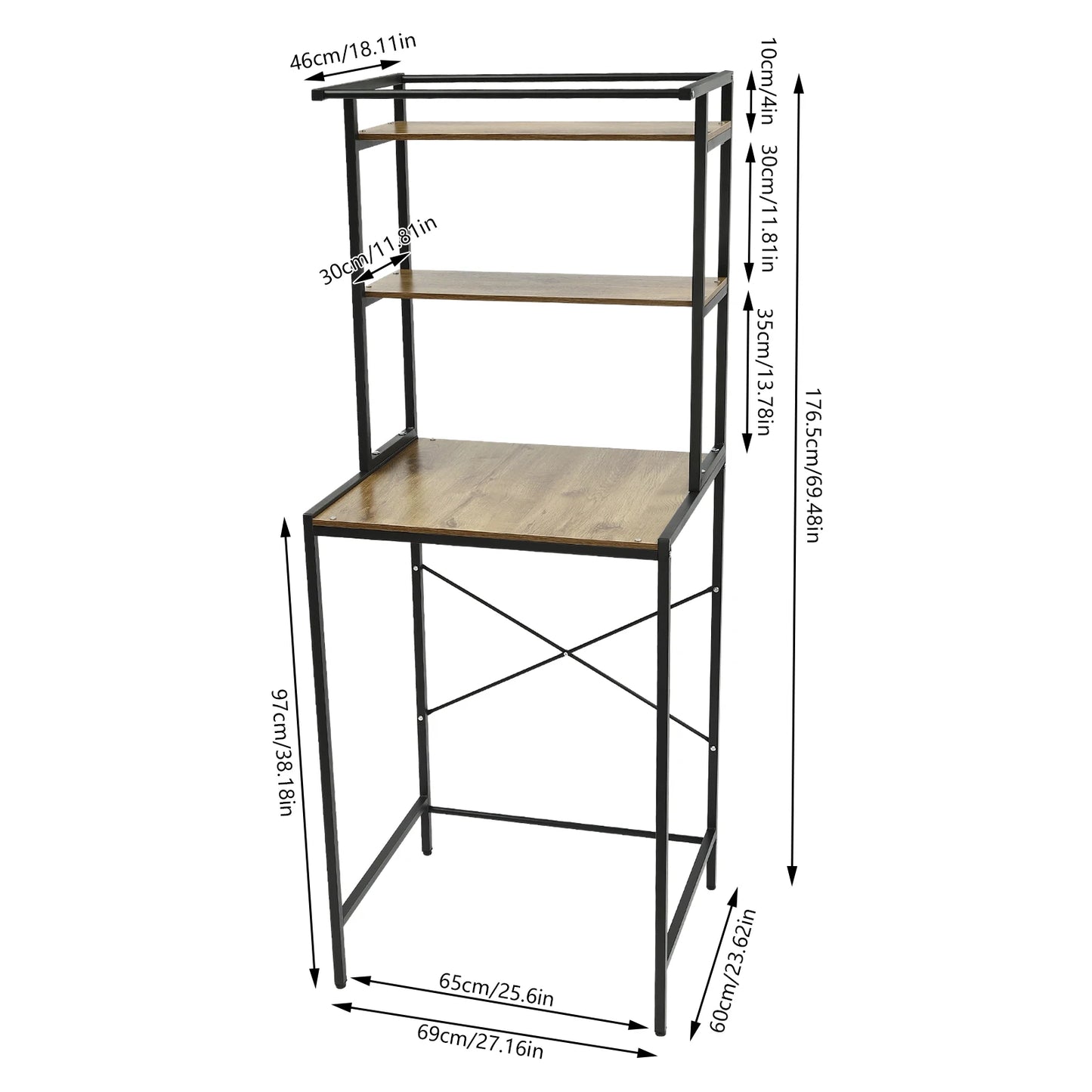 3 Tier Washer and Dryer Storage Shelf,  Bathroom Space Saving Organizer Rack, Space Saver Standing Rack Multicolor