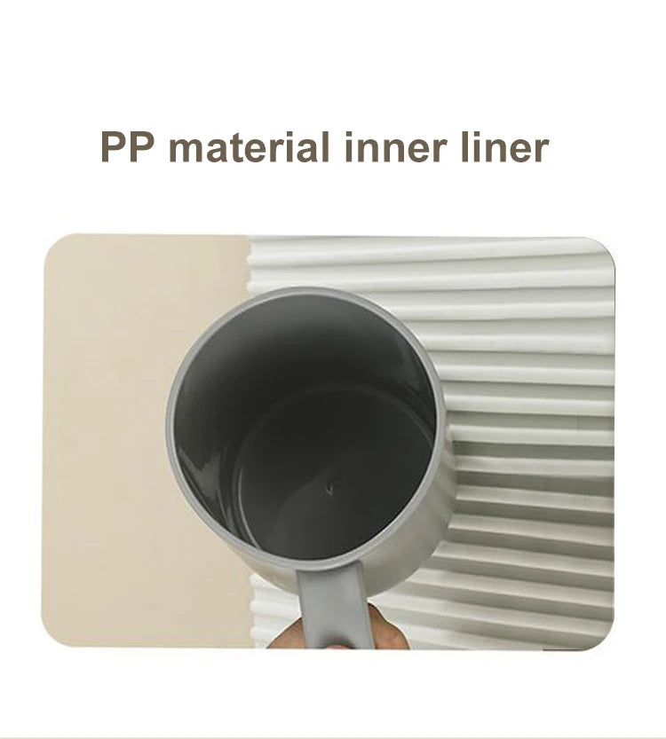 1pc Grey Creative PP Liner Drinking Cup Portable Office Large Capacity Covered Milk Coffee Cup Gift For Kitchen Travel Domestic