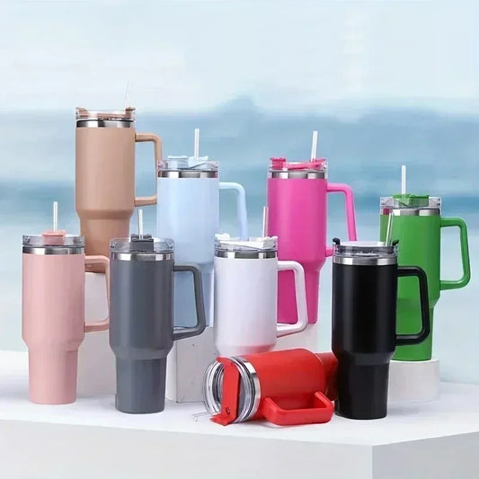 Mug Isotherme Portable Bureau/Voiture 1.2L - Poignée Rétractable