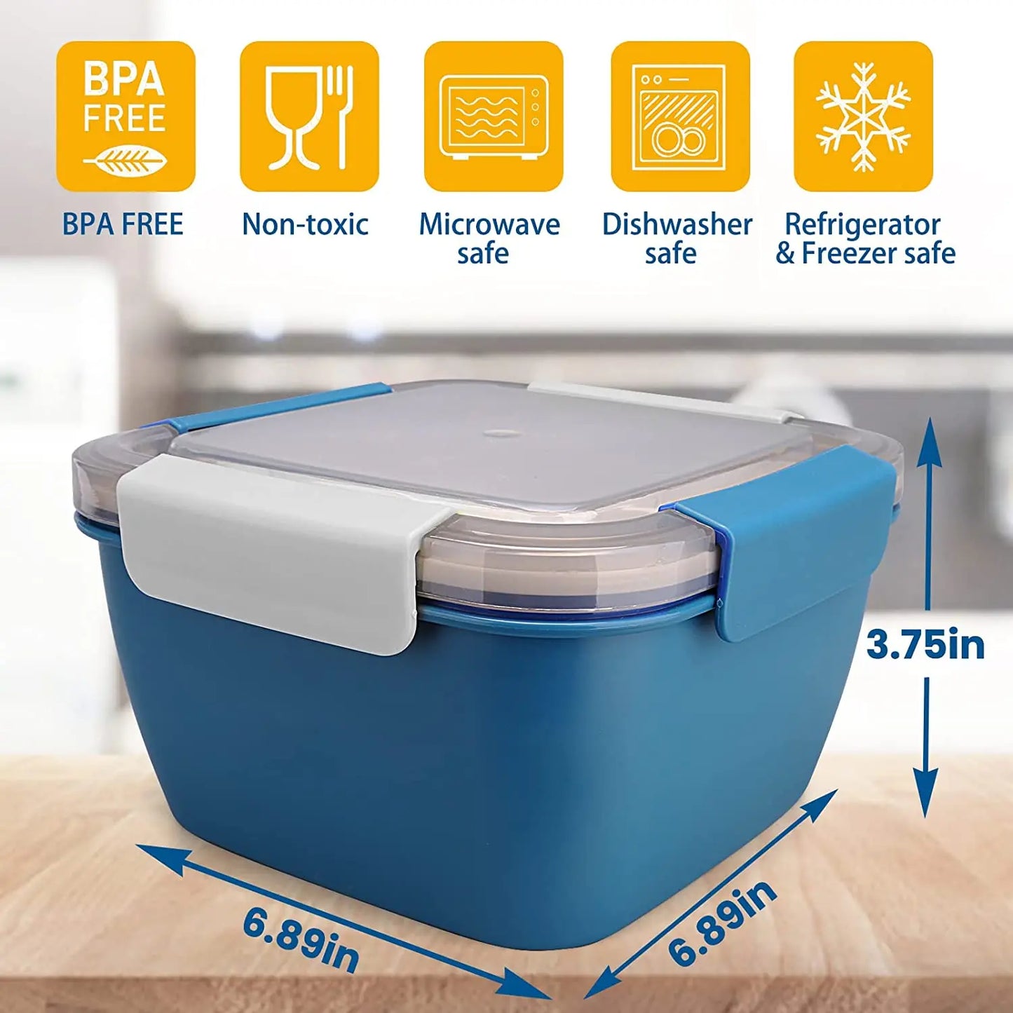 1100ml/1500ml Portable Lunch Box Container 2 Layer Grid Salad Bowl Bento Boxes Salad Bowls Lunch Box Lunch Container for Food