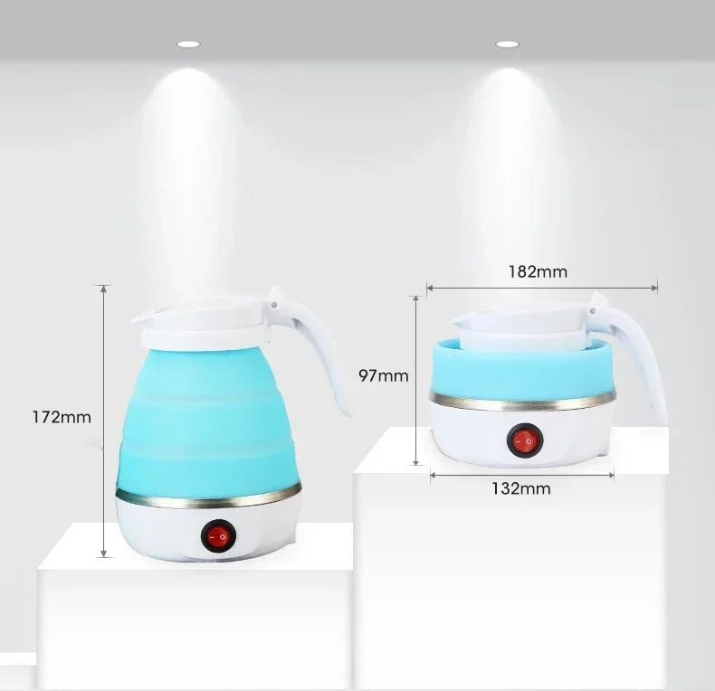 220V 0.6L Mini Folding Kettle Portable Water Heater 600W Silicone Compression Electric Kettle Home Kettle Easy To Travel