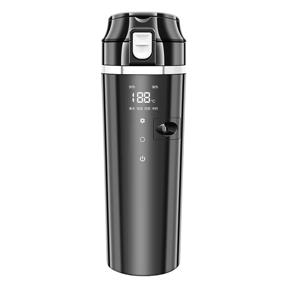 12V/24V Car Heating Cup Digital LCD Display Electric Kettle Stainless Steel Car Heated Smart Mug 500ML Coffee Milk Heated Kettle