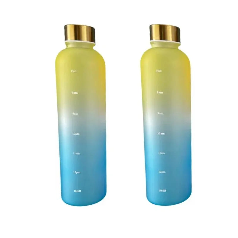 1L Bottle With Time Marker 32 OZ Motivational Reusable Fitness Sports Outdoors Travel Leakproof BPA Free Frosted Plastic