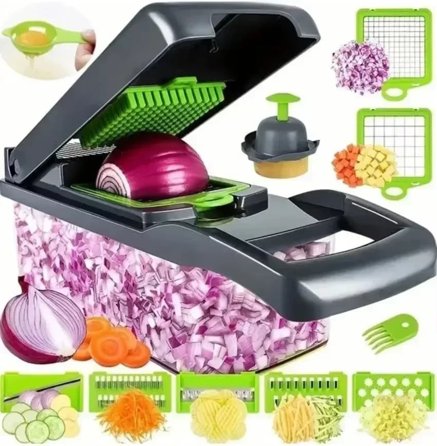 Multifunctional vegetable chopper 14/16 in one chopper handle food grate chopper kitchen vegetable slicer dicing machine cutting