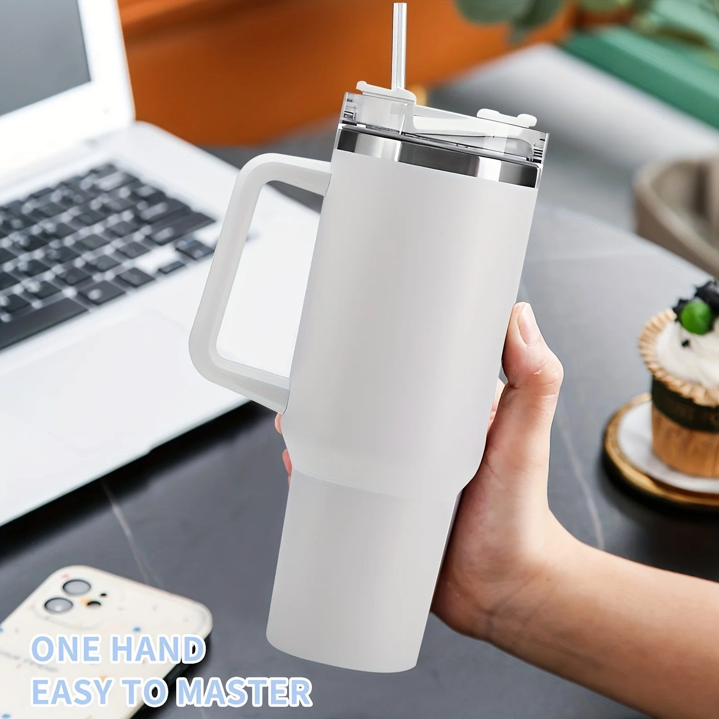 40oz Tumbler Vakuumisolierte Thermoskanne Benutzerdefinierte Reisebecher Edelstahl Wasserflasche Kaffeebecher mit Griff Outdoor Drinkware