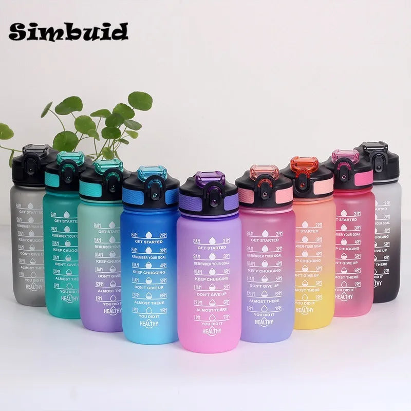 600ML Sports Water Bottle with Time Marker Leak-proof Cup Motivational Portable Water bottle for Outdoor Sport Fitness