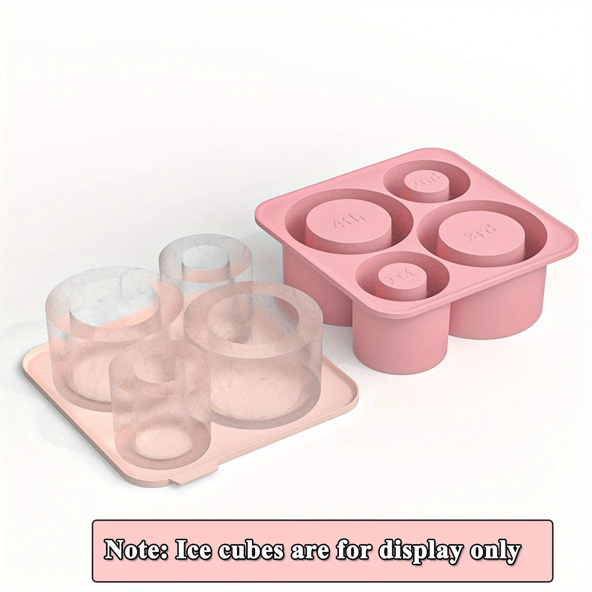 Tumbler Ice Tray for 20oz 30oz 40oz Stanley Accessories 4Pcs Silicone Cylinder BPA-Free Ice Mold with Bin and Lid for Freeze