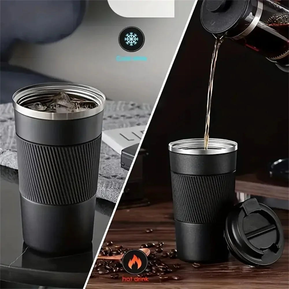 Stainless Steel Insulated Cup 12.85/17.25oz Double-layer Leak-Proof Travel Mug For Outdoor Sports Car Use Portable Vacuum Bottle