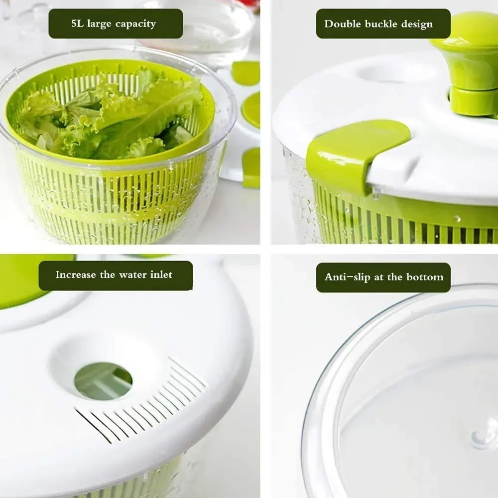 Multifunction Manual Salad Spinner Dryer Vegetable Fruit Food Dehydrator Quick Drying Kitchen Household Vegetable Dehydrator