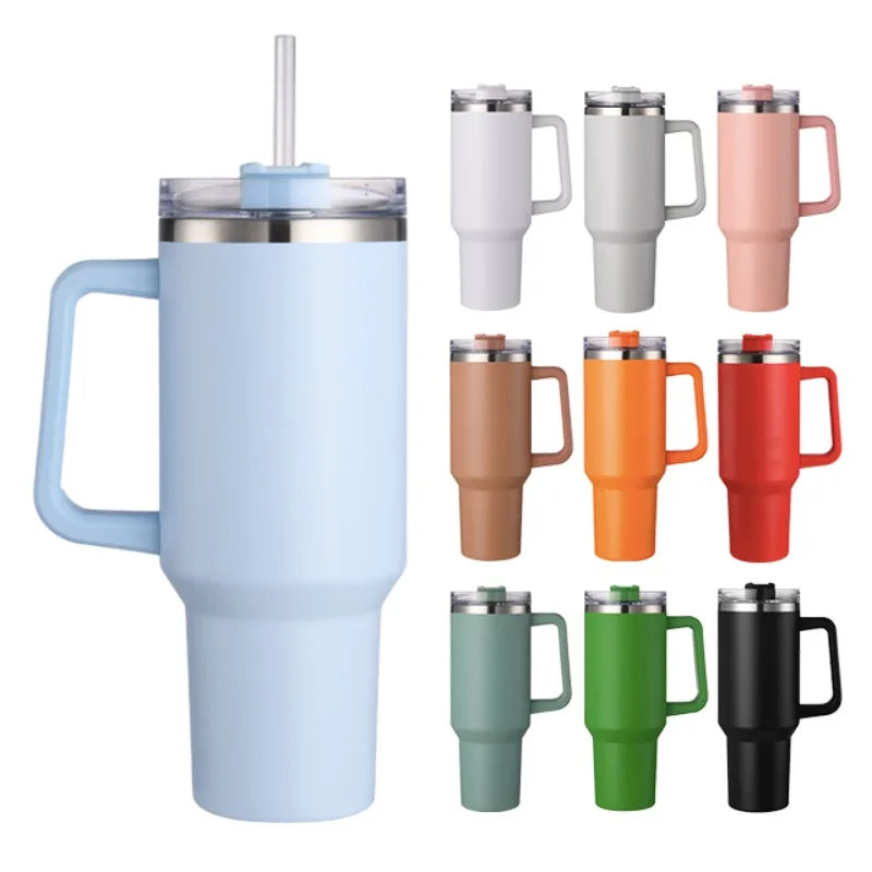 40oz Stainless Steel Insulated Water Bottle With Handle Drinking Cups Keeps Cold Tumbler With Lid Straw Mug for Summer Outdoor - Gabriel