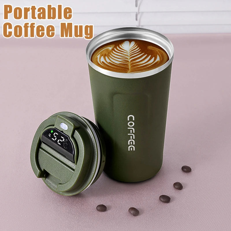 510ml Thermos Bottle Smart Display Temperature Coffee Cup 304 Stainless Steel Vacuum Cup Office Business Portable Thermal Mug