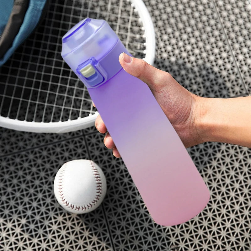 LUSQI Luftaromatisierte Wasserflasche mit 7 Geschmacksringen, Sport-Mode-Trinkbecher aus Tritan-Plastik, geeignet für Outdoor-Sport-Fitness