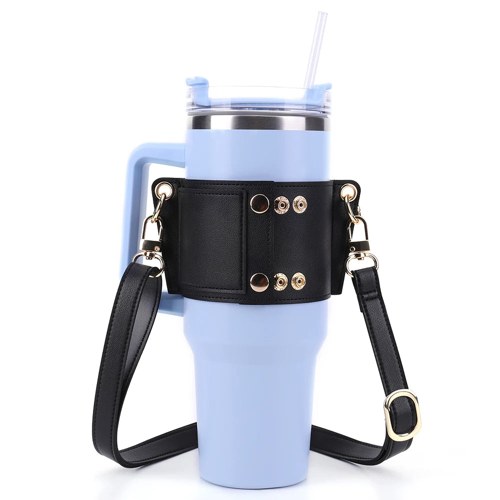 PU Water Bottle Carrier Bag Travel Essential Water Bottle Sling Bag with Adjustable Shoulder Strap for Stanley Cup Accessories