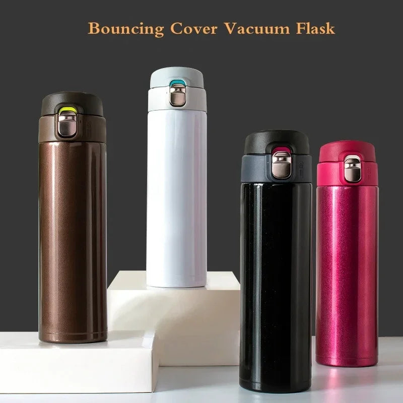 500ML Stainless Steel Bouncing Cover Vacuum Flask Thermos Cup Coffee Tea Milk Thermo Bottle Stainless Steel Coffee Mug Thermos - Gabriel