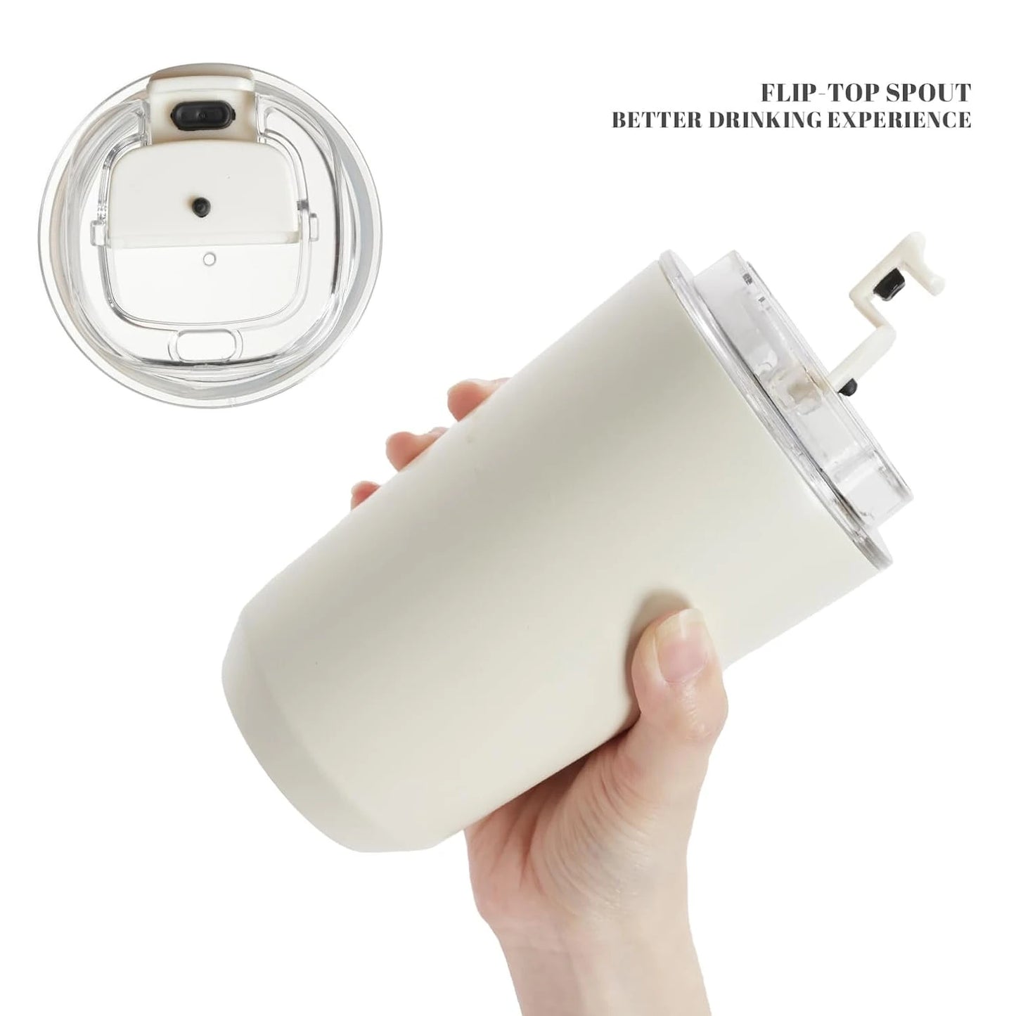 D14 Tumbler Thermos Mug Milky White Coffee Mug Car Thermos Water Bottle Travel Stainless Steel Vacuum Bottle Drinking Jug