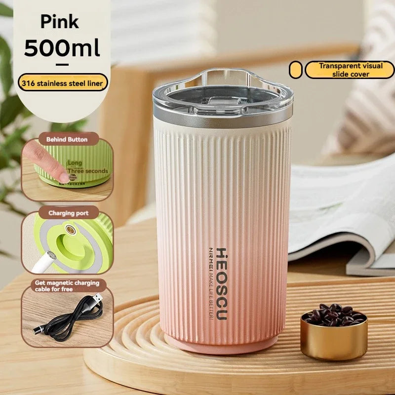 500 ml Wasserflasche Kaffeetasse Edelstahl Vakuumflaschen Becher Smart Automatischer Rührbecher Tragbare Outdoor Büro Business