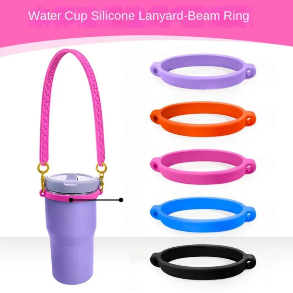 Portable Silicone Drawstring Ring Bottle Sleeve Water Cup Handle Strap Silicone Ring Strap DIY Water Cup Handle Ring for Cup