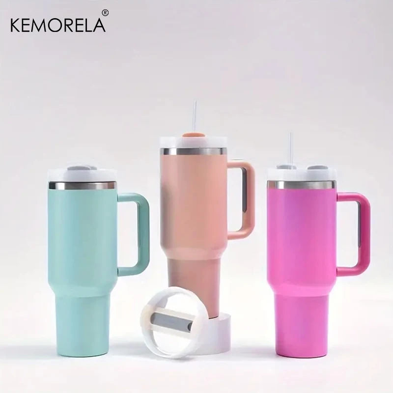 KEMORELA Tumbler With Handle Lid Straw Stainless Steel Water Bottle 887/1182ML Vacuum Thermos Cup Travel Car Coffee Mug - Gabriel