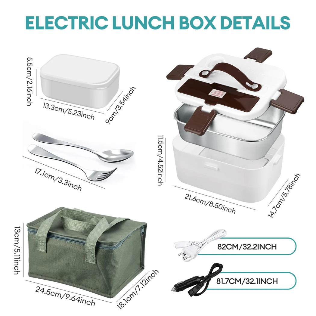 CkeyiN 220V 1.8L Portable Electric Lunch Box Food Warmer 80W High Power Fast Heating Lunch Box for Travel Car Work Home&Office