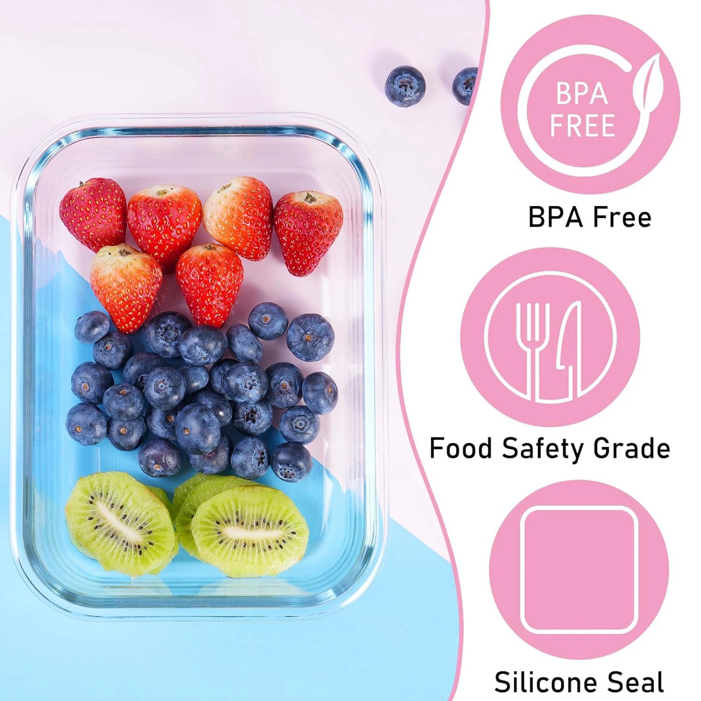 SIAZIH High Borosilicate Glass Food Storage Container With Lid Microwave Heating Sealed Lunch Box Refrigerated Fresh