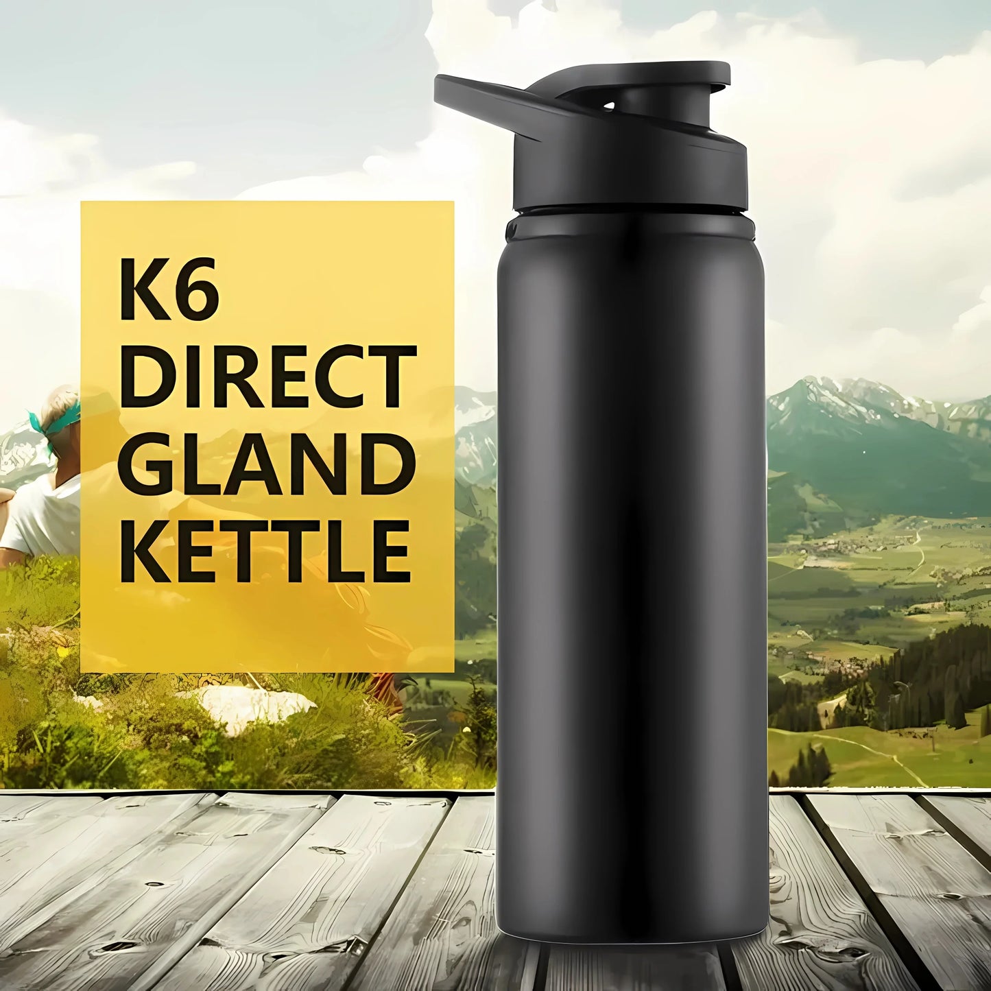 Tragbare Wasserflasche aus Edelstahl mit großer Kapazität und breiter Öffnung, Thermoskanne, modisch, für Sport und Reisen