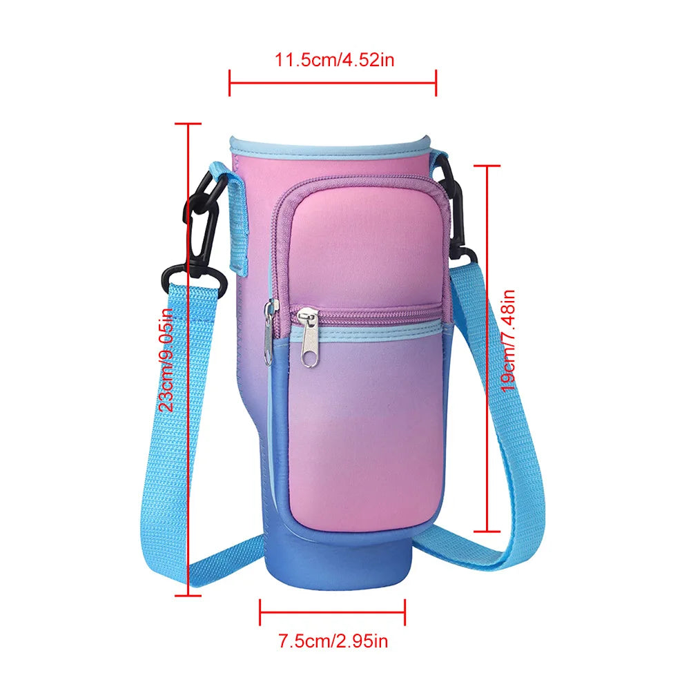 Portable Water Bottle Carrier Bag with Phone Pocket for Stanley 40oz Tumbler with Handle Neoprene Water Bottle Holder Pouch