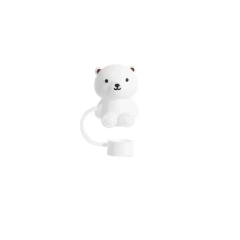 10mm Straw Cover Suitable Compatible With Stanley Cup Cute Teddy Bear Silicone Straw Plug Straw Dust Cover New 2024