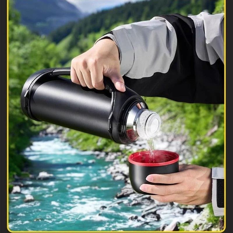 GIANXI 1.2L Large Capacity Kettle Outdoor Camping Thermos Outdoor Travel Coffee Thermos Portable Vacuum Cup