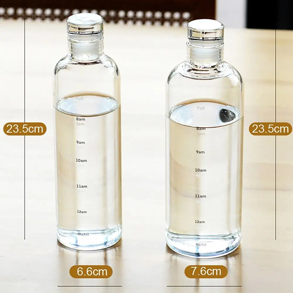 500/750ML Water Bottle INS Style Timescale Transparent Tea Coffee Cup Leakproof Juice Bottle for Student