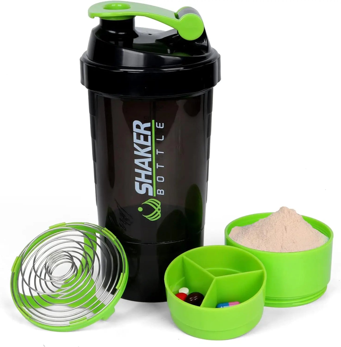 16OZ Protein-Shaker-Flaschen Tragbarer Sport-Fitness-Wasserbecher Mixpulver Shake-Becher Auslaufsicherer Milchshake-Rührkessel