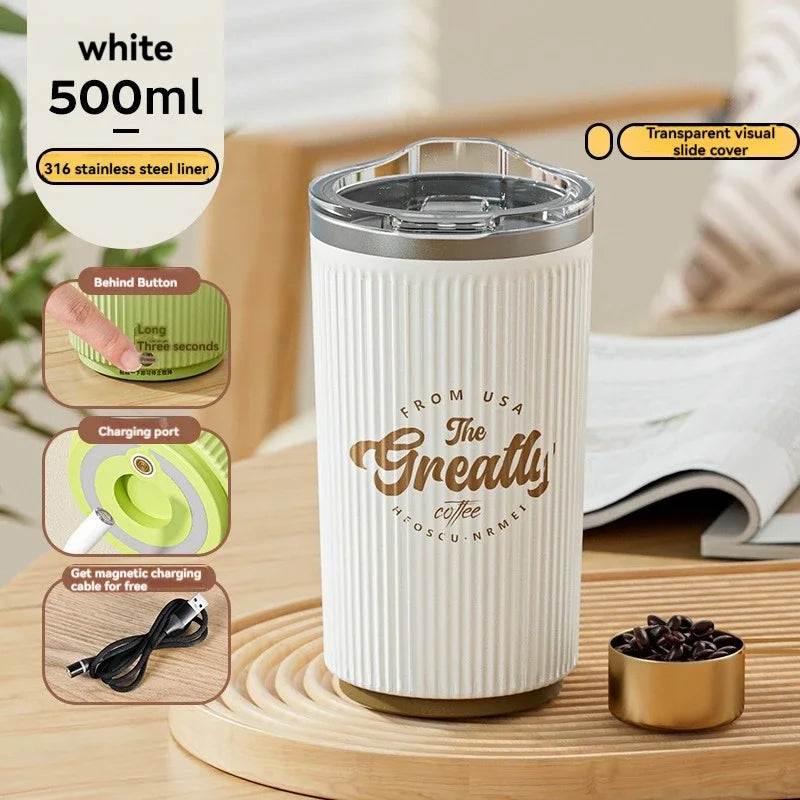 500 ml Wasserflasche Kaffeetasse Edelstahl Vakuumflaschen Becher Smart Automatischer Rührbecher Tragbare Outdoor Büro Business