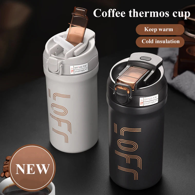 Portable Coffee Cup 316 Stainless Steel Cold Water Hot Water Straw Student Cup Cycling/Outdoor Sports/Travel Leakproof Cup