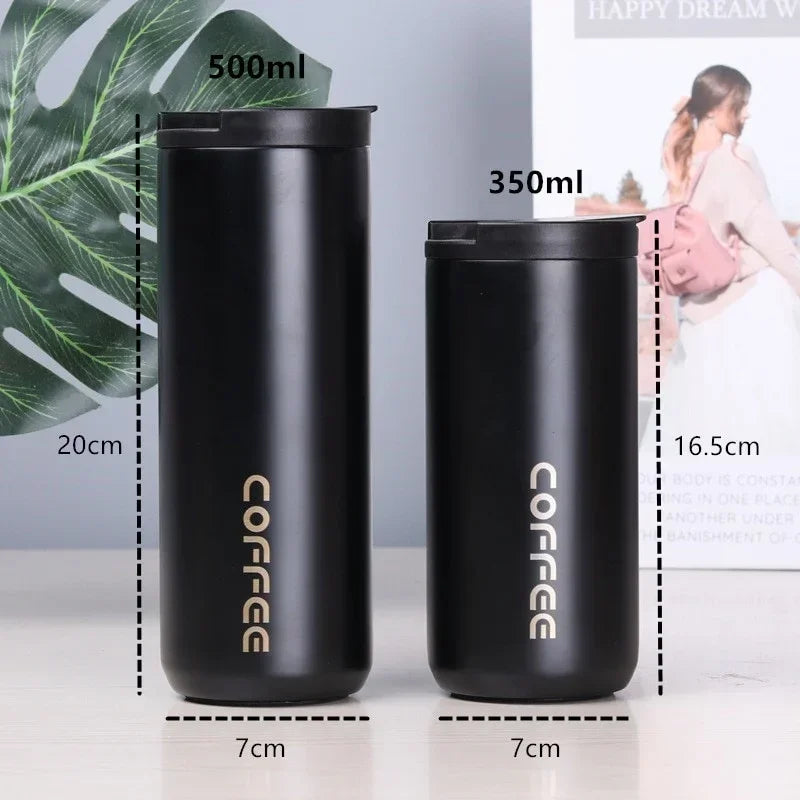 350ml/500ml Double Stainless Steel 304 Coffee Mug Leak-Proof Thermos Mug Travel Thermal Cup Thermosmug Water Bottle for Gifts