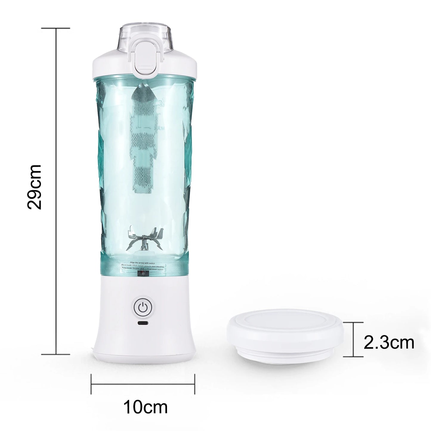 600ml Portable Blender Juicer Cup Handheld for Shakes and Smoothies 150W Waterproof Rechargeable for Travel Sports Home Office