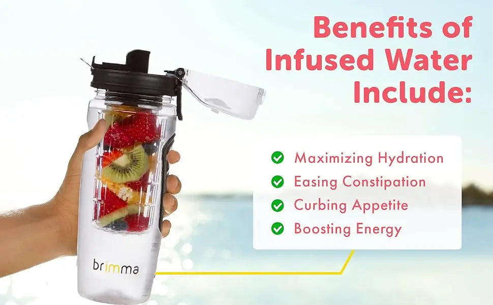 Fruit Infuser Water Bottle 32 oz Large Leak proof Plastic Fruit Infusion Water Bottle for Gym Camping and Travel