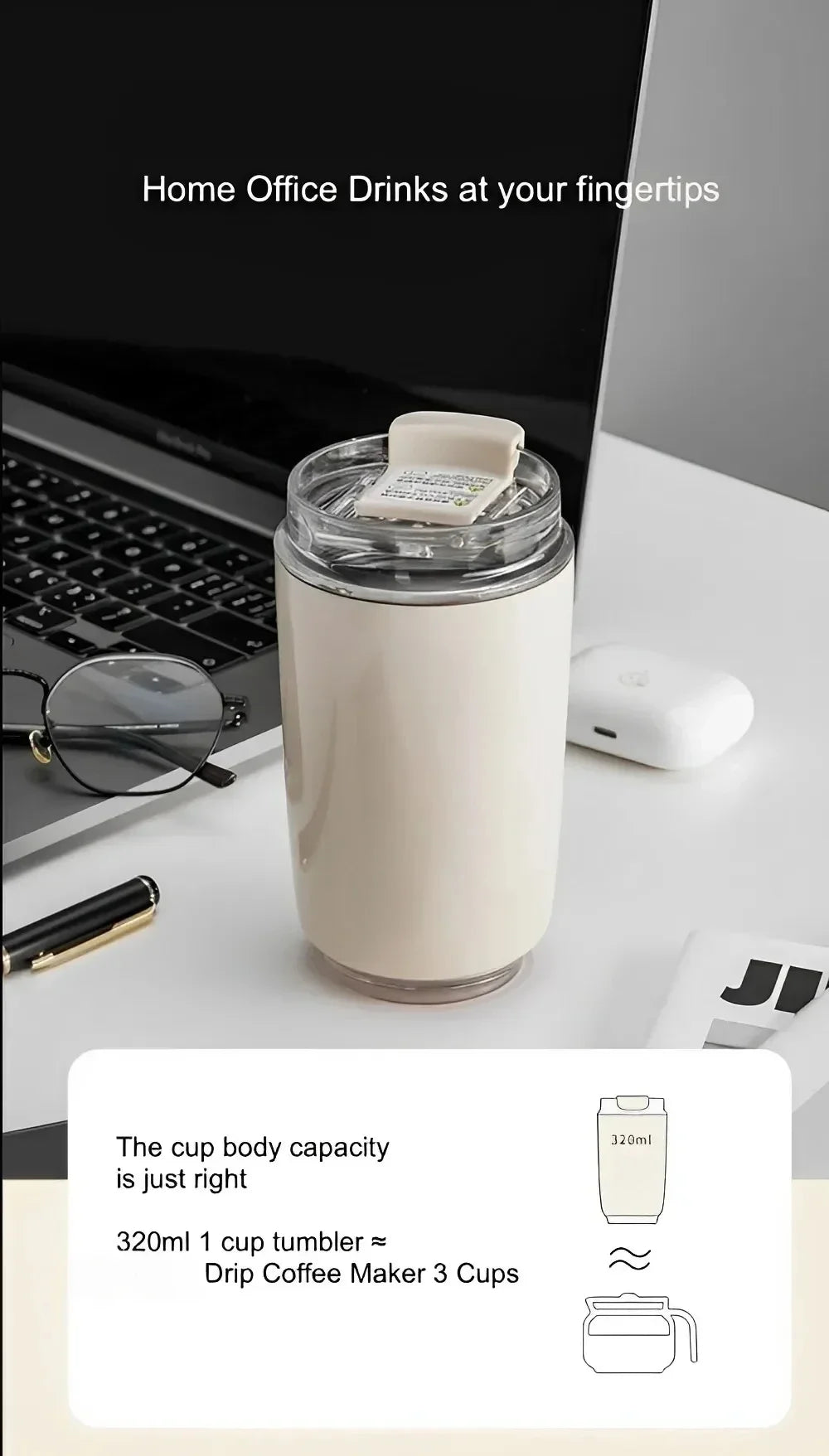 D14 Tumbler Thermos Mug Milky White Coffee Mug Car Thermos Water Bottle Travel Stainless Steel Vacuum Bottle Drinking Jug